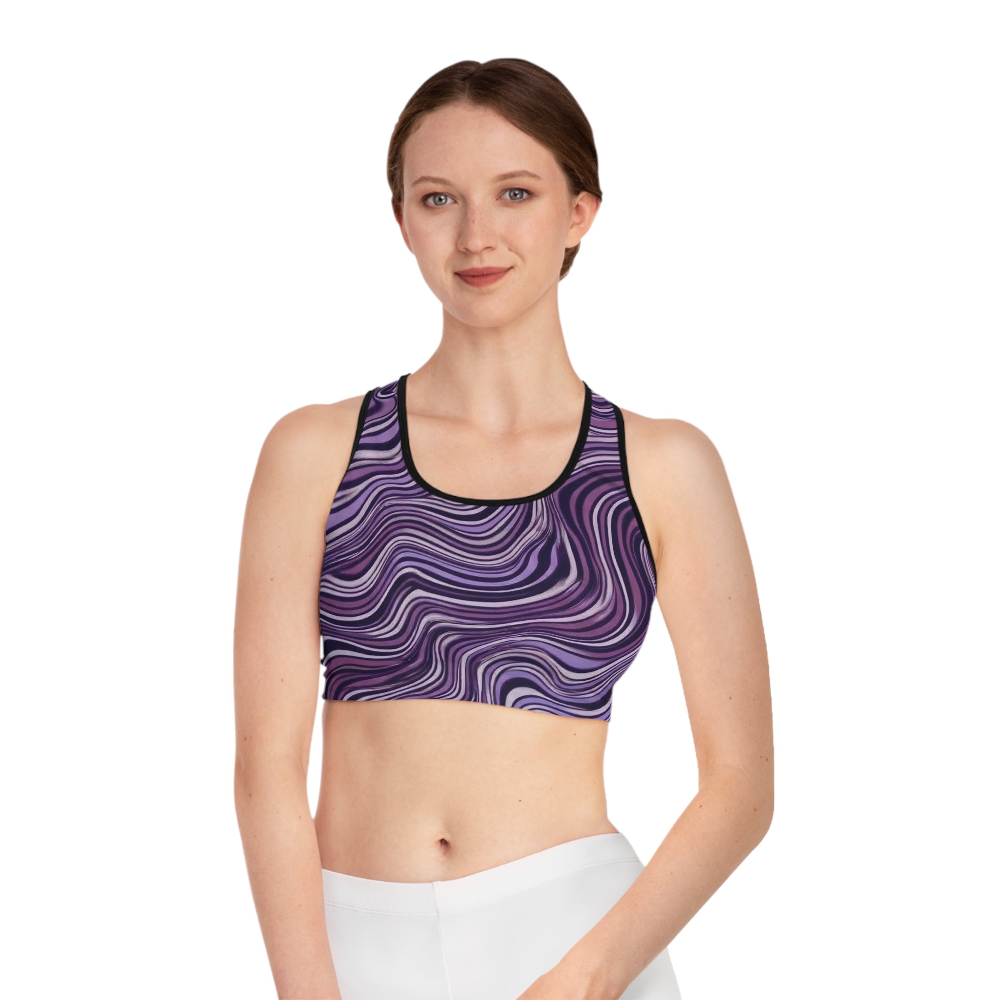 Women's Amethyst  Swirl Sports Bra