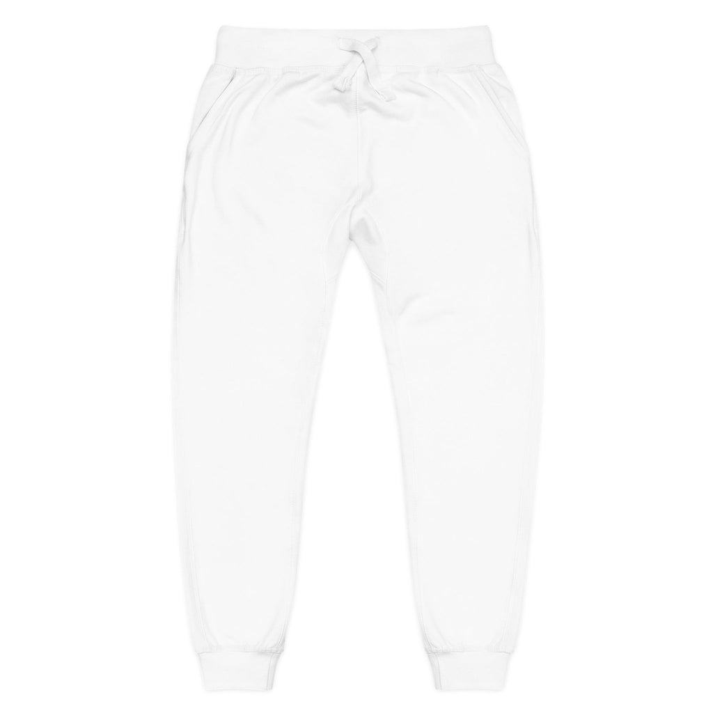 Embroidered Cozy Fleece Sweatpants — Minimal White Joggers