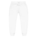 Embroidered Cozy Fleece Sweatpants — Minimal White Joggers